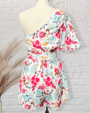 Load image into Gallery viewer, Floral One Shoulder Romper