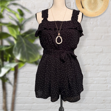 Load image into Gallery viewer, RUFFLE SLEEVELESS POLKA DOTS ROMPER WITH BELT