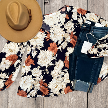 Load image into Gallery viewer, Floral Print V-Neck Long Sleeve Blouse
