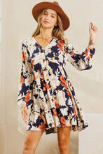 Load image into Gallery viewer, Floral-Print V-Neck Tiered Dress