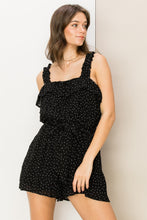 Load image into Gallery viewer, RUFFLE SLEEVELESS POLKA DOTS ROMPER WITH BELT