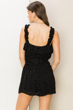 Load image into Gallery viewer, RUFFLE SLEEVELESS POLKA DOTS ROMPER WITH BELT