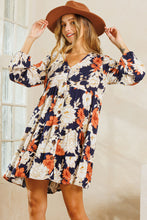 Load image into Gallery viewer, Floral-Print V-Neck Tiered Dress