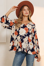 Load image into Gallery viewer, Floral Print V-Neck Long Sleeve Blouse