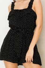 Load image into Gallery viewer, RUFFLE SLEEVELESS POLKA DOTS ROMPER WITH BELT