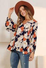 Load image into Gallery viewer, Floral Print V-Neck Long Sleeve Blouse