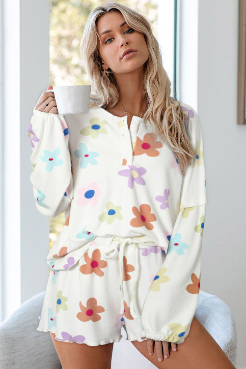 White Floral Lounge Set (Preorder)