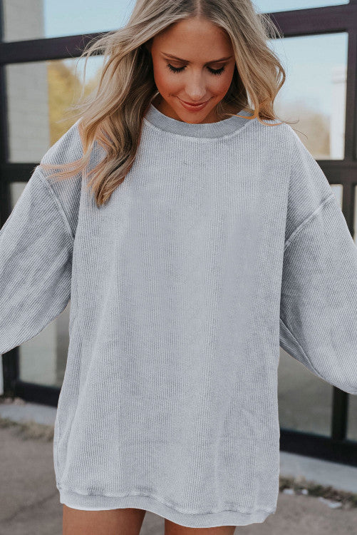 Ribbed Gray Sweatshirt (Preorder)