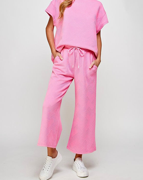 Bubble Gum Pink Textured Pants