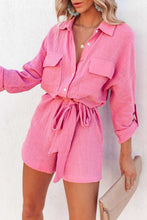 Load image into Gallery viewer, Pink Button Down Romper (Preorder)
