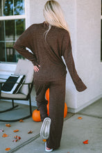 Load image into Gallery viewer, Brown Ribbed Henley Lounge Set (Preorder)
