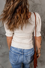 Load image into Gallery viewer, Crochet Puff Sleeve Knit Top (Preorder)
