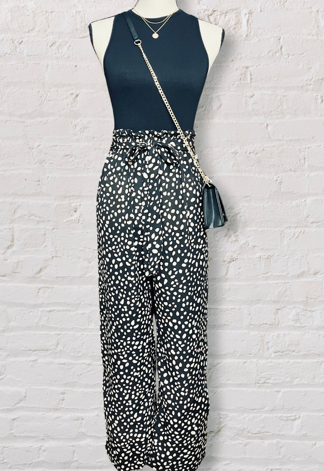Printed Wide Leg Tie Waist Pants