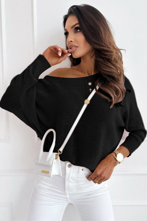 Tie Back Black Sweater (Preorder)