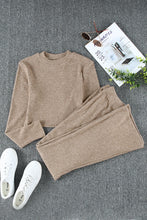Load image into Gallery viewer, Ribbed Knit Long Sleeve Crop Top and Pants Two Piece Set (Preorder)
