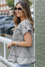 Load image into Gallery viewer, Gray Flutter Sleeves Tiered Denim Top (Preorder)

