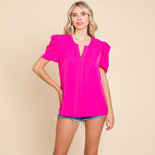 Load image into Gallery viewer, Hot Pink Puff Sleeve Blouse
