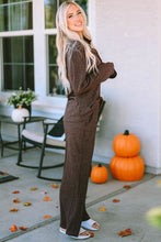 Load image into Gallery viewer, Brown Ribbed Henley Lounge Set (Preorder)
