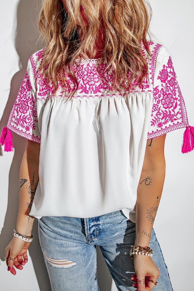 Embroidered Tassel Top (Preorder)