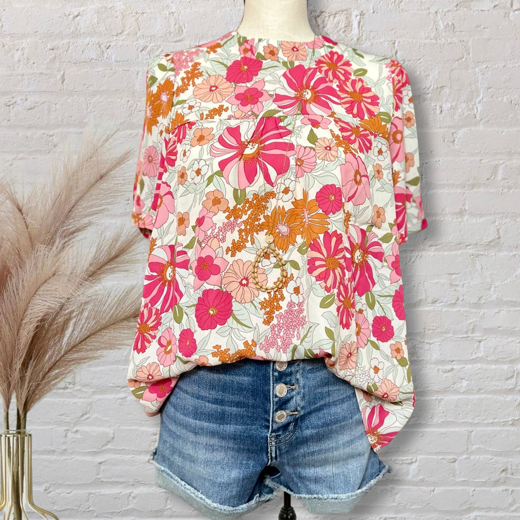 Floral Puff Sleeve Tie Back (Preorder)