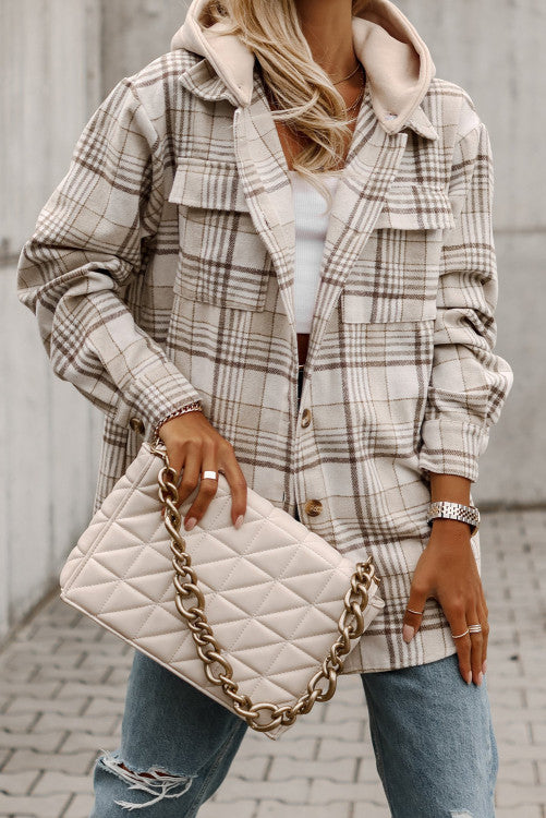 Plaid Shacket with Removable Hood (Preorder)