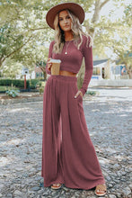Load image into Gallery viewer, Long Sleeve and Wide Leg Pant Set

