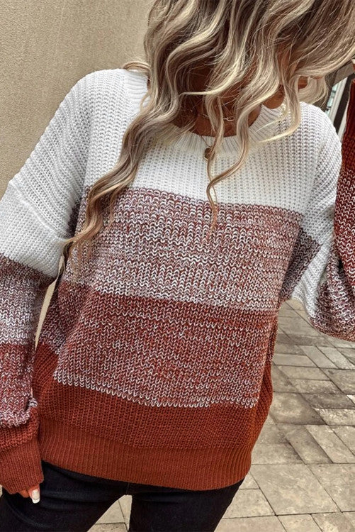 Brown Color Block Sweater (Preorder)