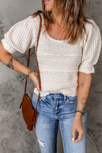 Load image into Gallery viewer, Crochet Puff Sleeve Knit Top (Preorder)
