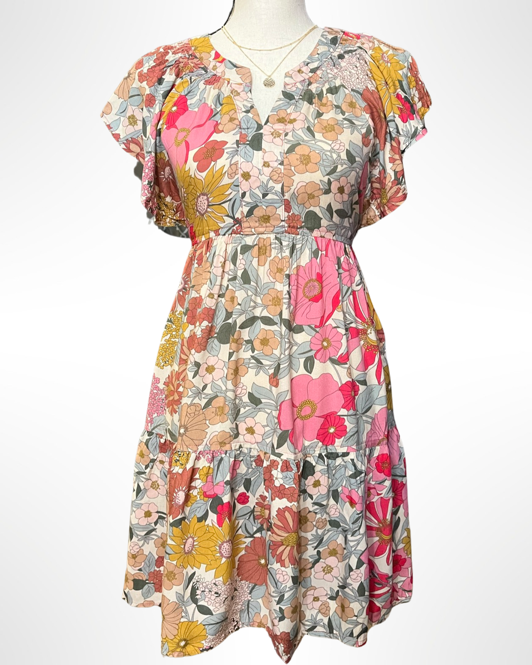 Floral Flutter Sleeve Dress