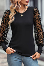 Load image into Gallery viewer, Black Leopard Mesh Puff Top (Preorder)
