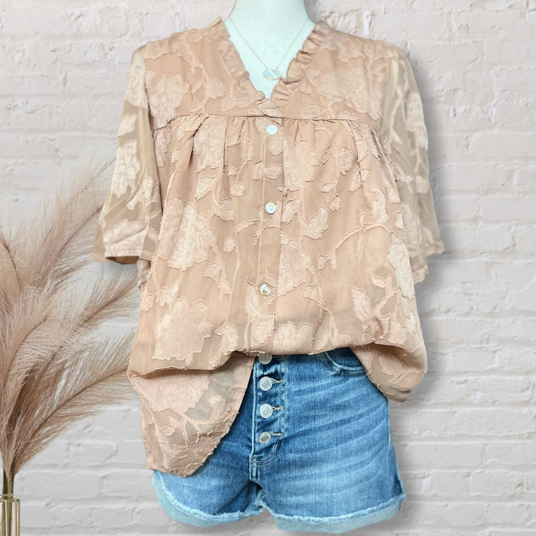 Taupe Floral Blouse