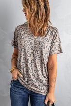 Load image into Gallery viewer, Brown V Neck Front Pocket Leopard Tee (Preorder)
