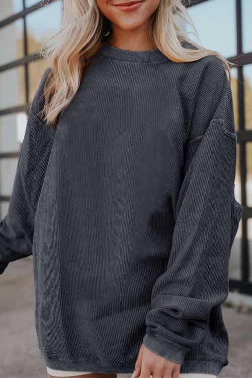 Ribbed Dark Gray Sweatshirt (Preorder)