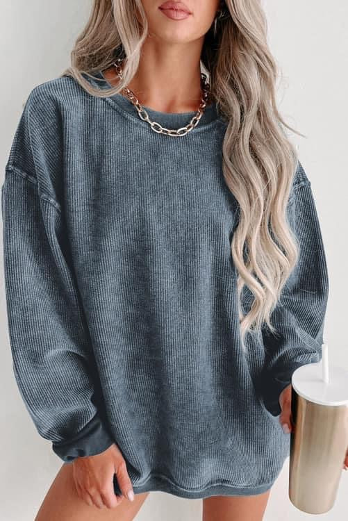 Ribbed Blue Sweatshirt (Preorder)