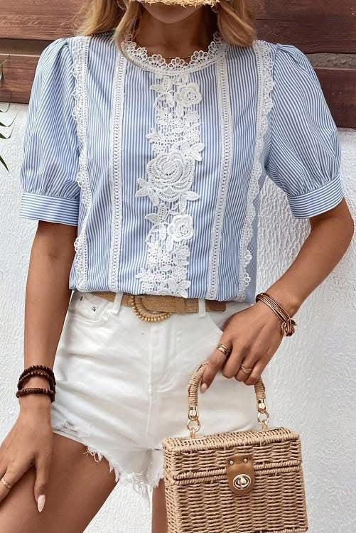 Lace Embroidered Blouse (preorder)