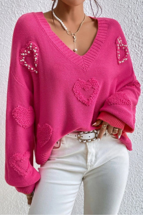 Textured Heart Sweater