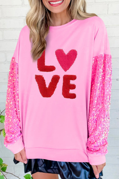 Sequin Sleeve Love Shirt (Preorder)