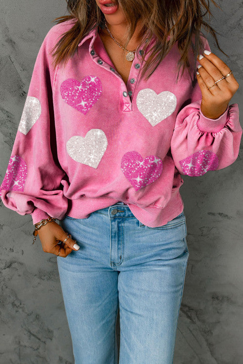 Sequin Heart Sweatshirt (Preorder)