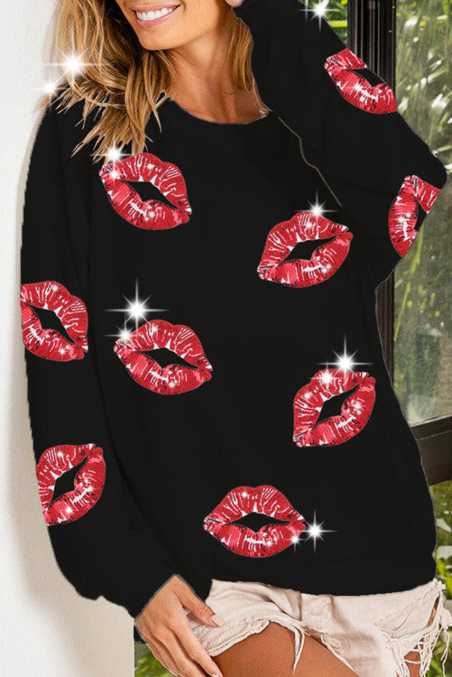 Sequin Lips Sweatshirt (Preorder)