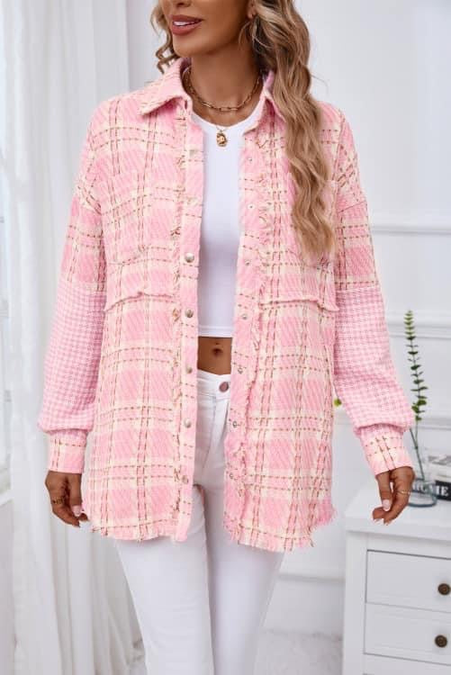 Pink Plaid Shacket (Preorder)