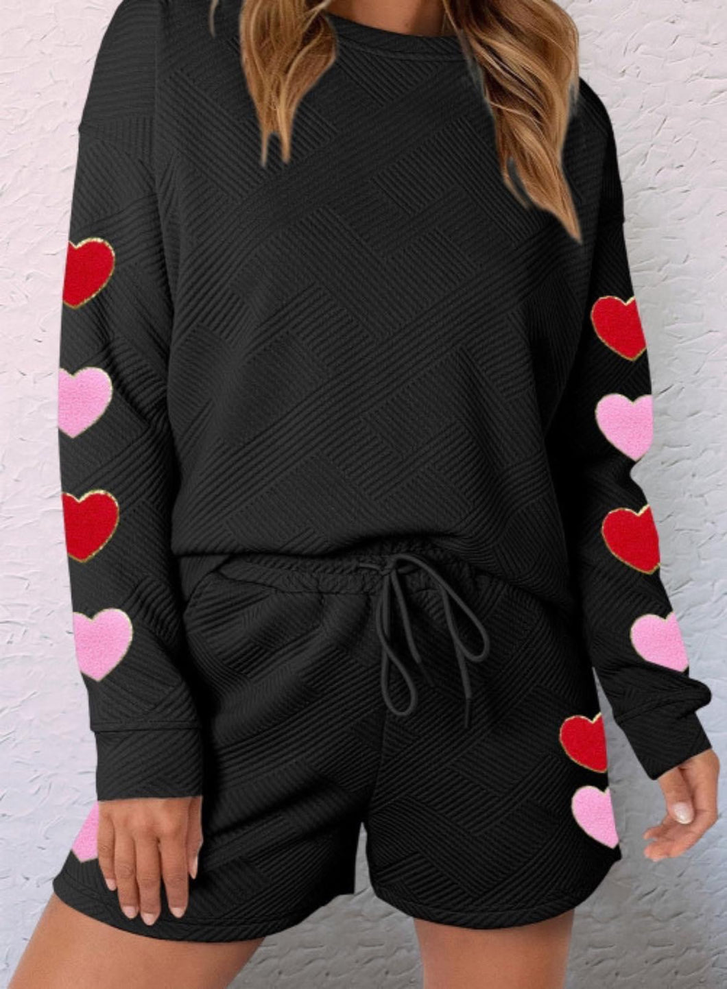 Textured Heart Two Piece Lounge Set (Preorder)