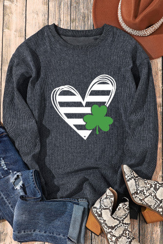 Ribbed Heart and Clover Sweatshirt (Preorder)