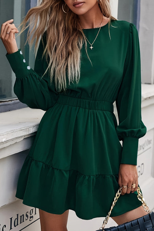 Green Elastic Waist Dress (Preorder)