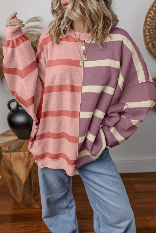 Oversized Contrast Printed Dropped Shoulder Top (preorder)