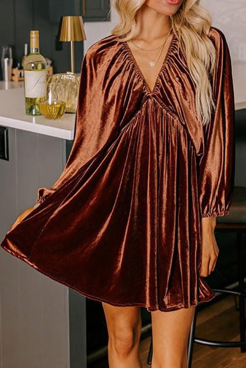 Rust Velvet Dress (Preorder)