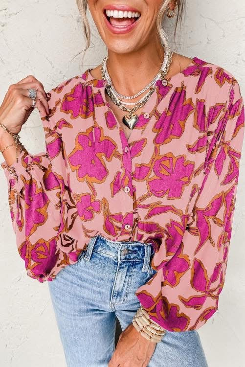Pink Floral Blouse (preorder)