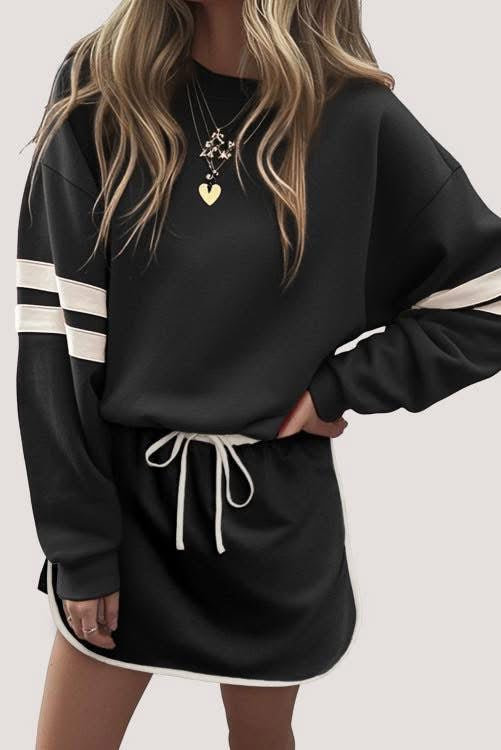 Preppy Varsity Black Two Piece Set (Preorder)