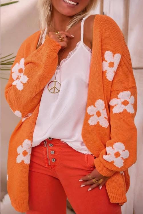 Plus Orange Floral Cardigan (Preorder)
