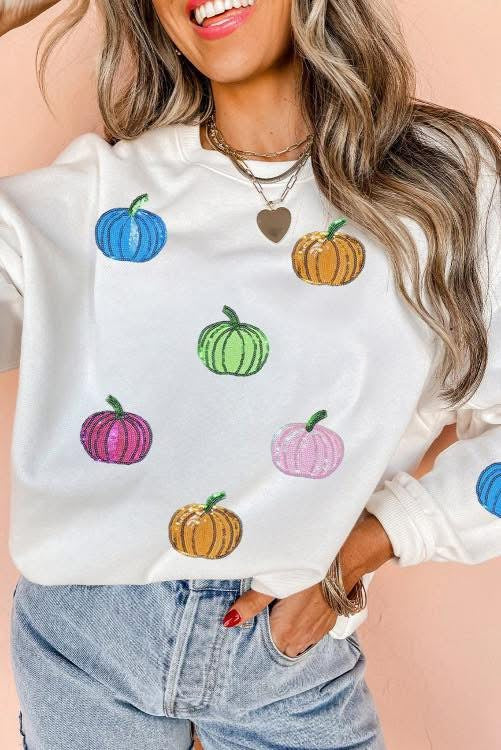 Sequin Pumpkin Sweatshirt (Preorder)