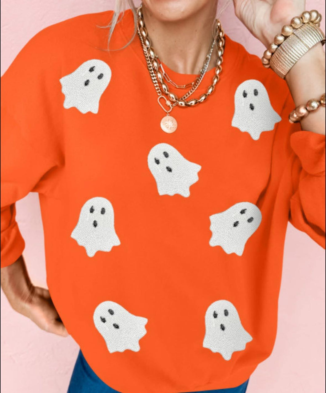 Sequin Ghost Sweatshirt (Preorder)